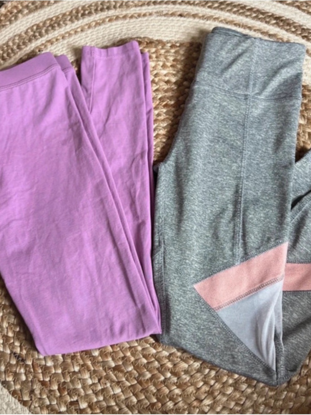 Girls' Lavender & Gray Athletic Leggings Set size 10/12